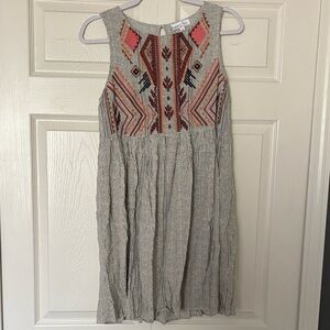 Grace & Lace Patterned Dress with Red and Orange Accents